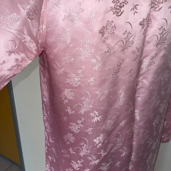 Softraiment Vintage Womens Silk Robe Size Large Pink Snap Front Floral Jacquard - Picture 11 of 16